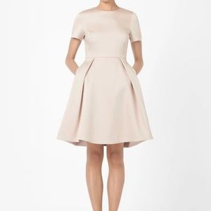 COS Satin Pleated Dress in Biscuit